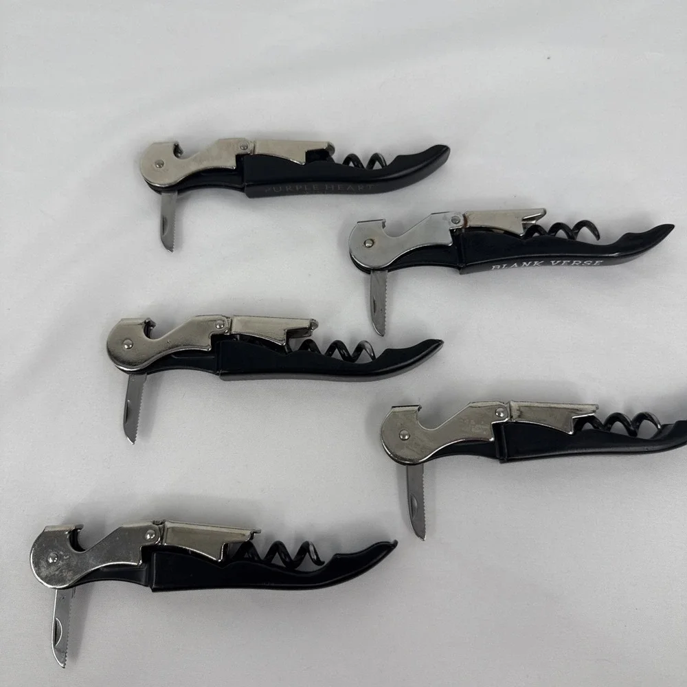 Lot of 5 Wine Bottle 2 Step Opener Corkscrews with Foil Cutter